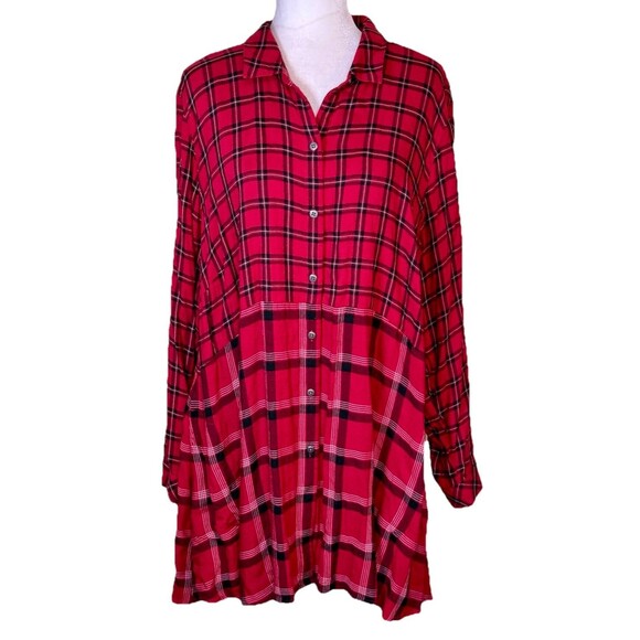 J.Jill Women’s Tartan Plaid Tunic Boho Grunge Cottagecore Babydoll Casual Sz 2XL - Picture 1 of 9